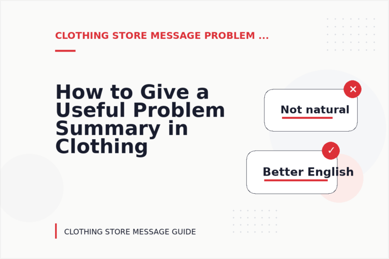 How to Give a Useful Problem Summary in Clothing Store Message English